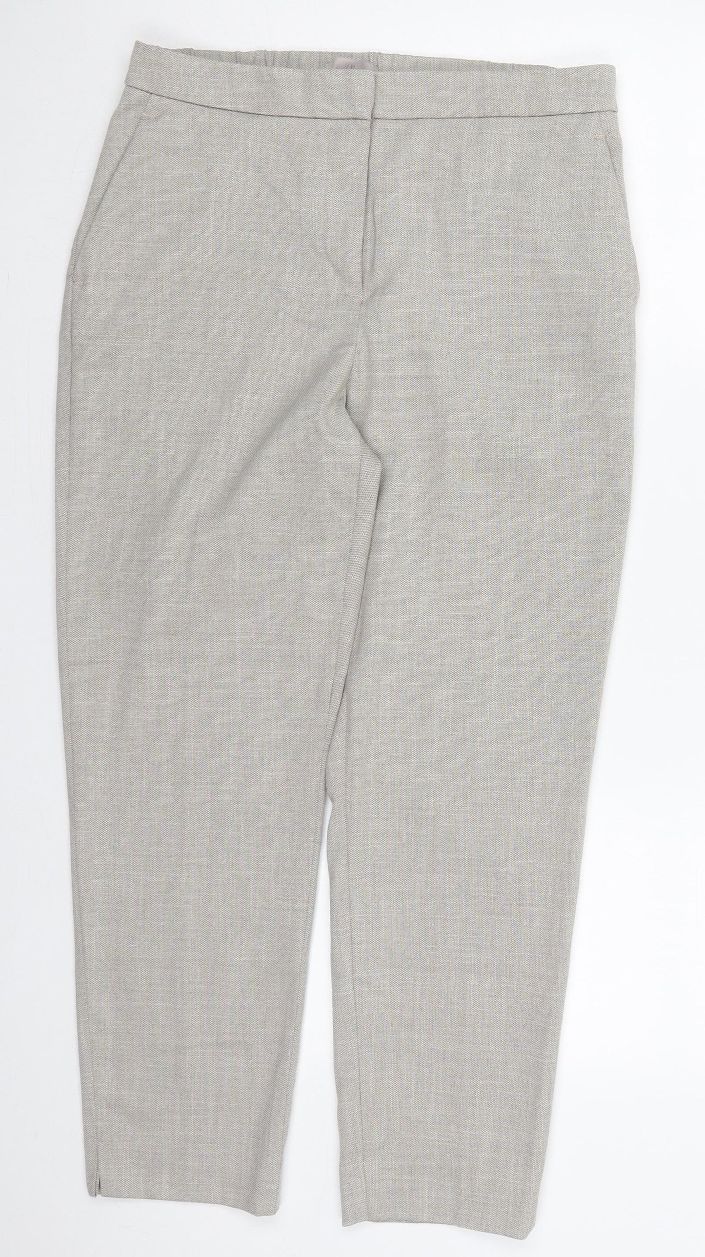 H&M Womens Grey  Polyester Trousers  Size 12 L26 in Regular Hook & Eye