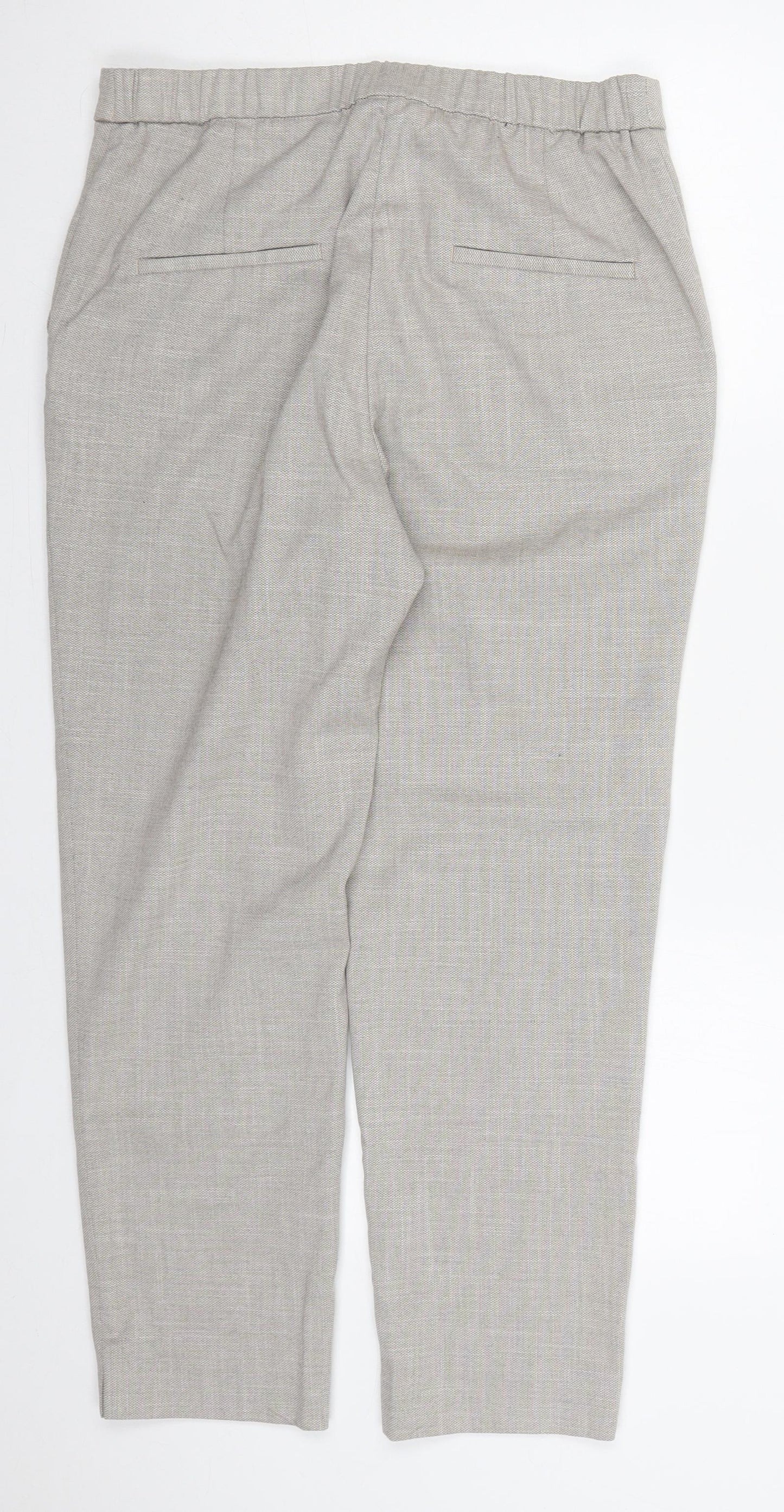 H&M Womens Grey  Polyester Trousers  Size 12 L26 in Regular Hook & Eye