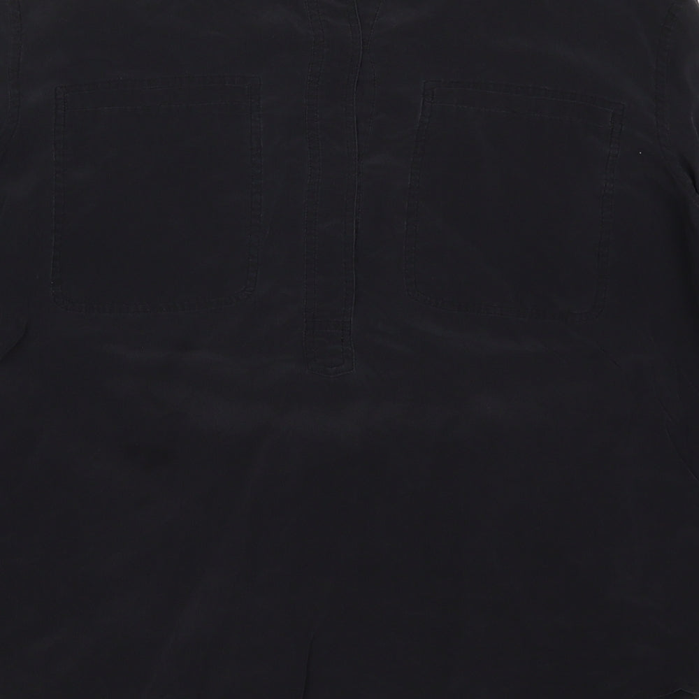 AllSaints Womens Black  Silk Basic Blouse Size 10 V-Neck