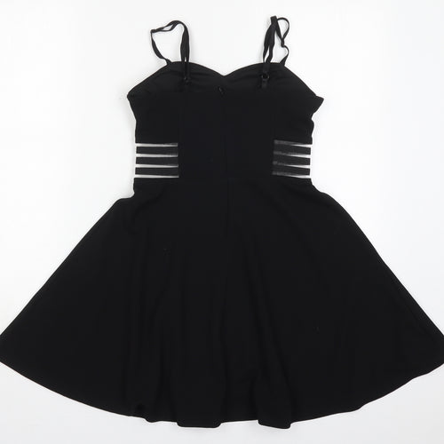 New Look Womens Black  Polyester Skater Dress  Size 8  Square Neck Pullover