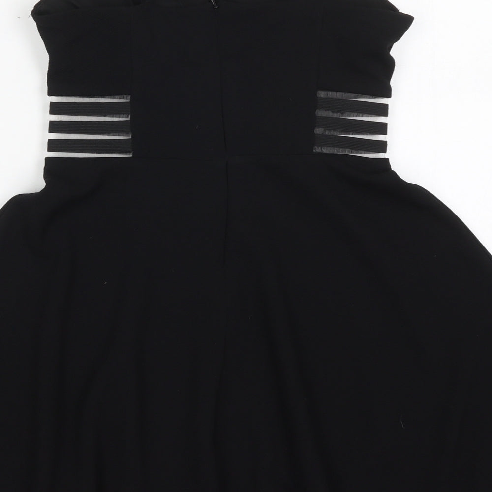 New Look Womens Black  Polyester Skater Dress  Size 8  Square Neck Pullover