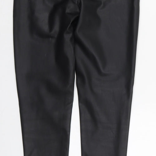Denim Co Womens Black  Polyurethane Trousers  Size 8 L28 in Regular Button