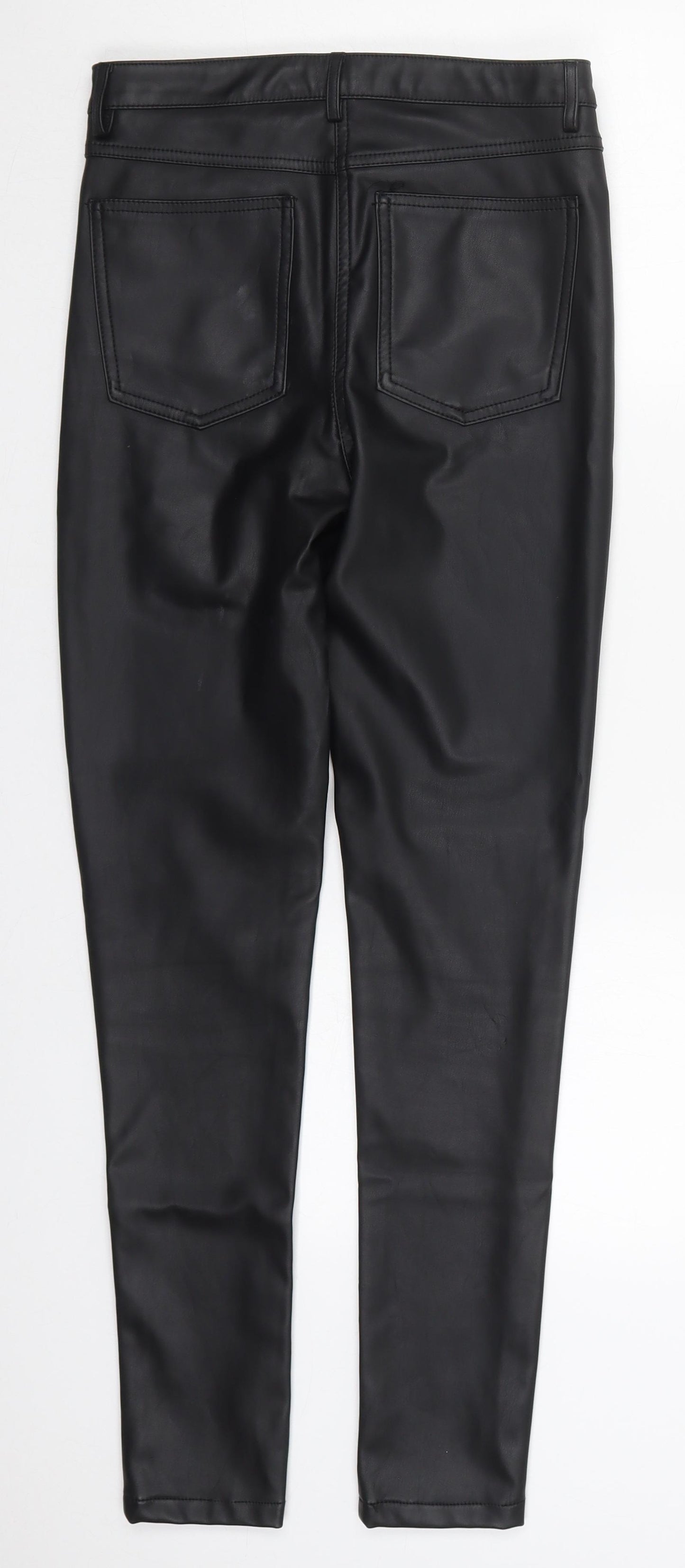 Denim Co Womens Black  Polyurethane Trousers  Size 8 L28 in Regular Button