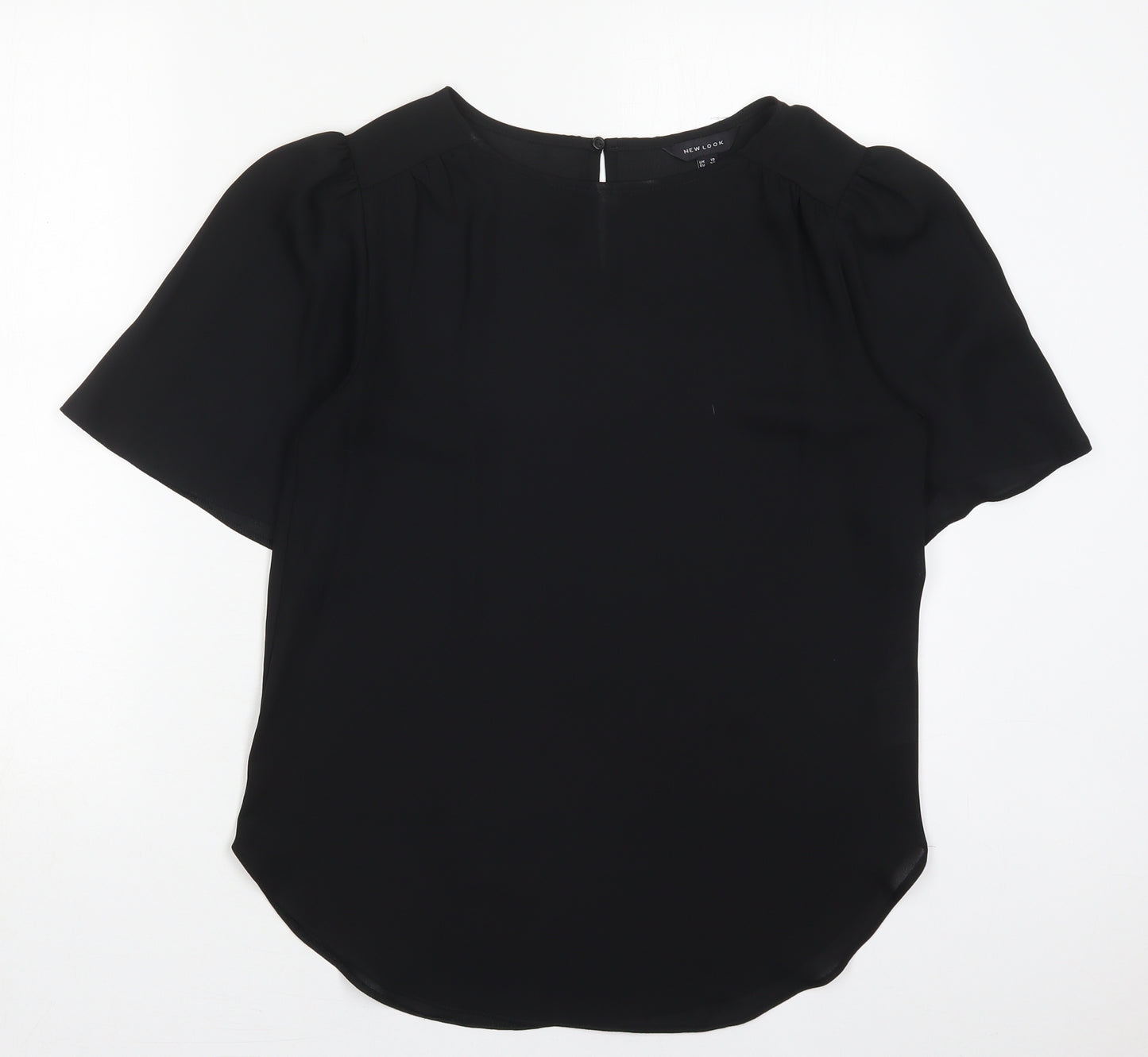 New Look Womens Black  Polyester Basic Blouse Size 10 Round Neck