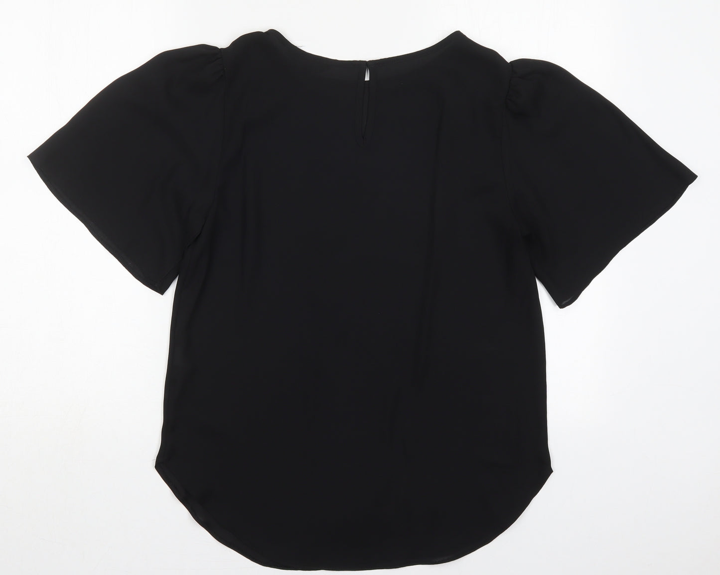 New Look Womens Black  Polyester Basic Blouse Size 10 Round Neck