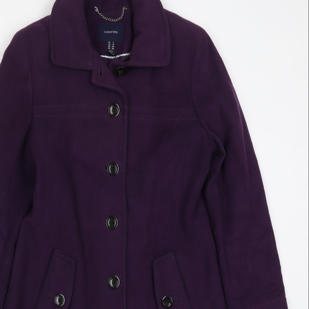 Lands End Womens Purple   Pea Coat Coat Size 12  Button