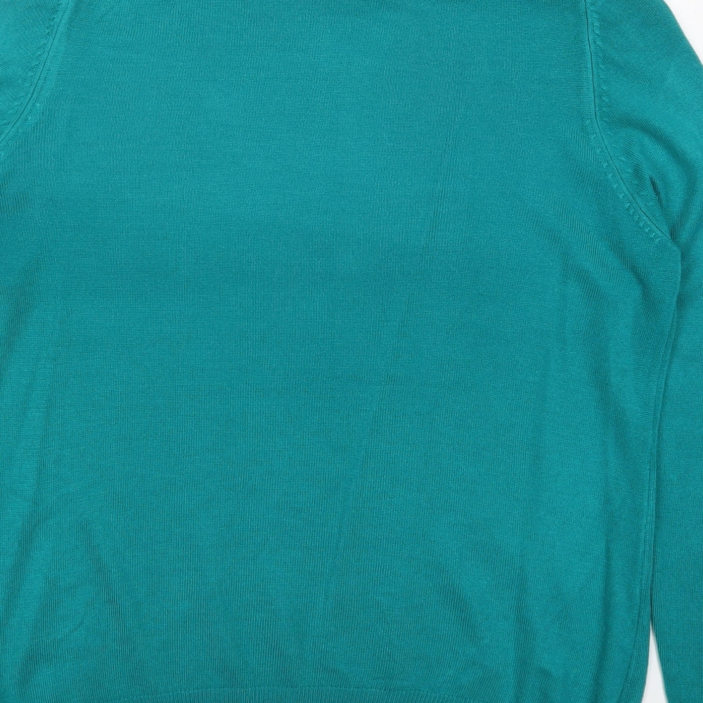 Marks and Spencer Womens Green Crew Neck  Acrylic Pullover Jumper Size 12
