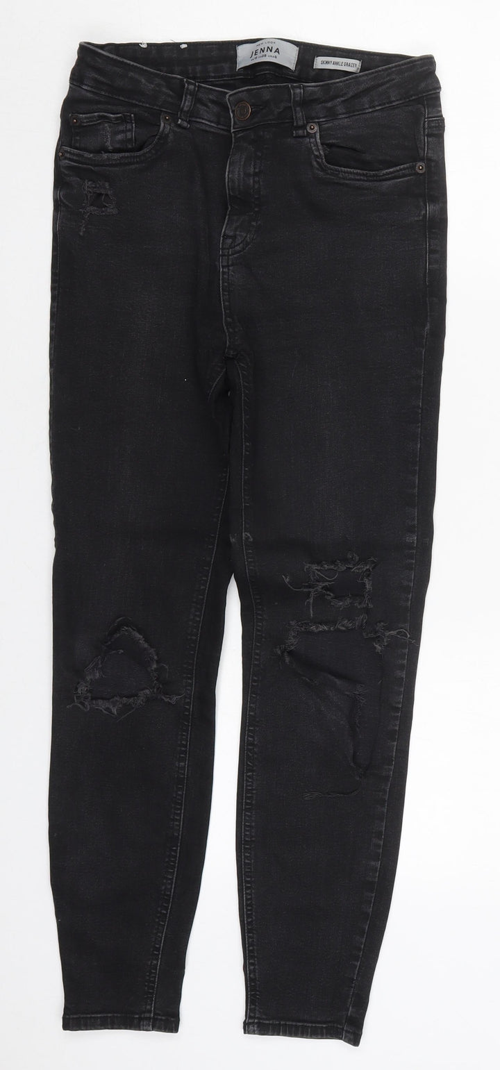 New Look Womens Black  Cotton Skinny Jeans Size 10 L27 in Regular Button
