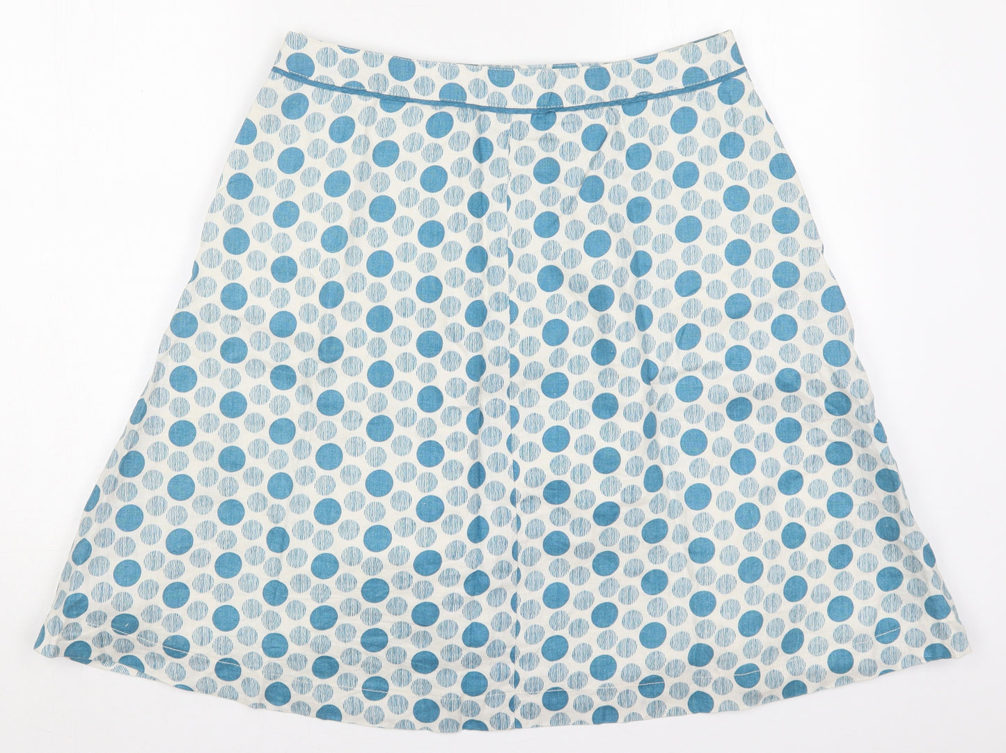 Boden Womens Blue Polka Dot Linen Skater Skirt Size 12   Zip