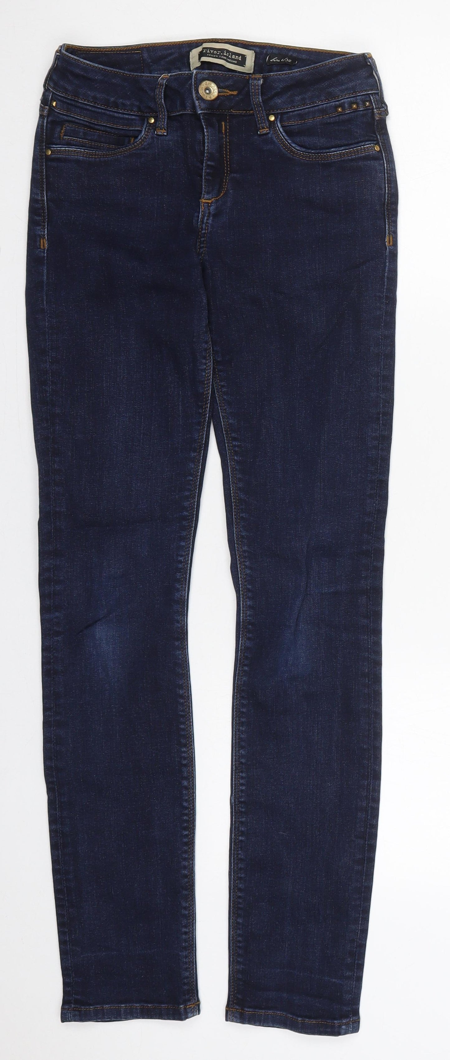 River Island Womens Blue  Cotton Skinny Jeans Size 6 L29 in Regular Button