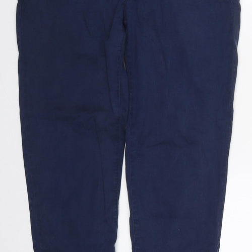 Zara Womens Blue  Cotton Trousers  Size 10 L27 in Regular Button