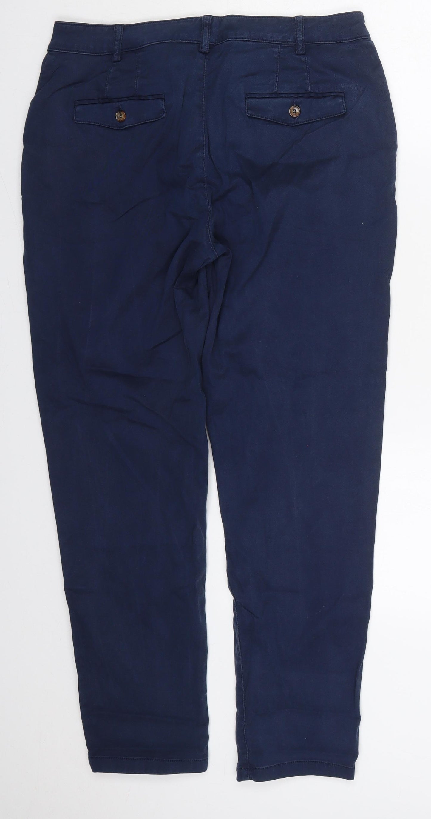 Zara Womens Blue  Cotton Trousers  Size 10 L27 in Regular Button