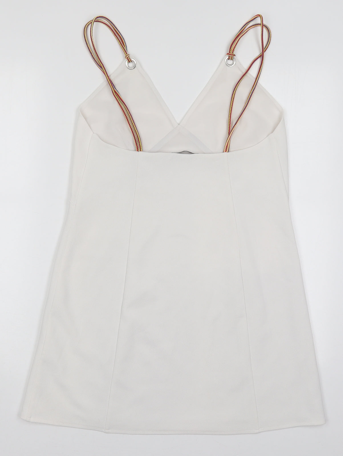 Zara Womens White  Polyester Mini  Size M  V-Neck Pullover