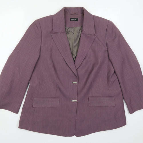 essence Womens Purple  Polyester Jacket Suit Jacket Size 20