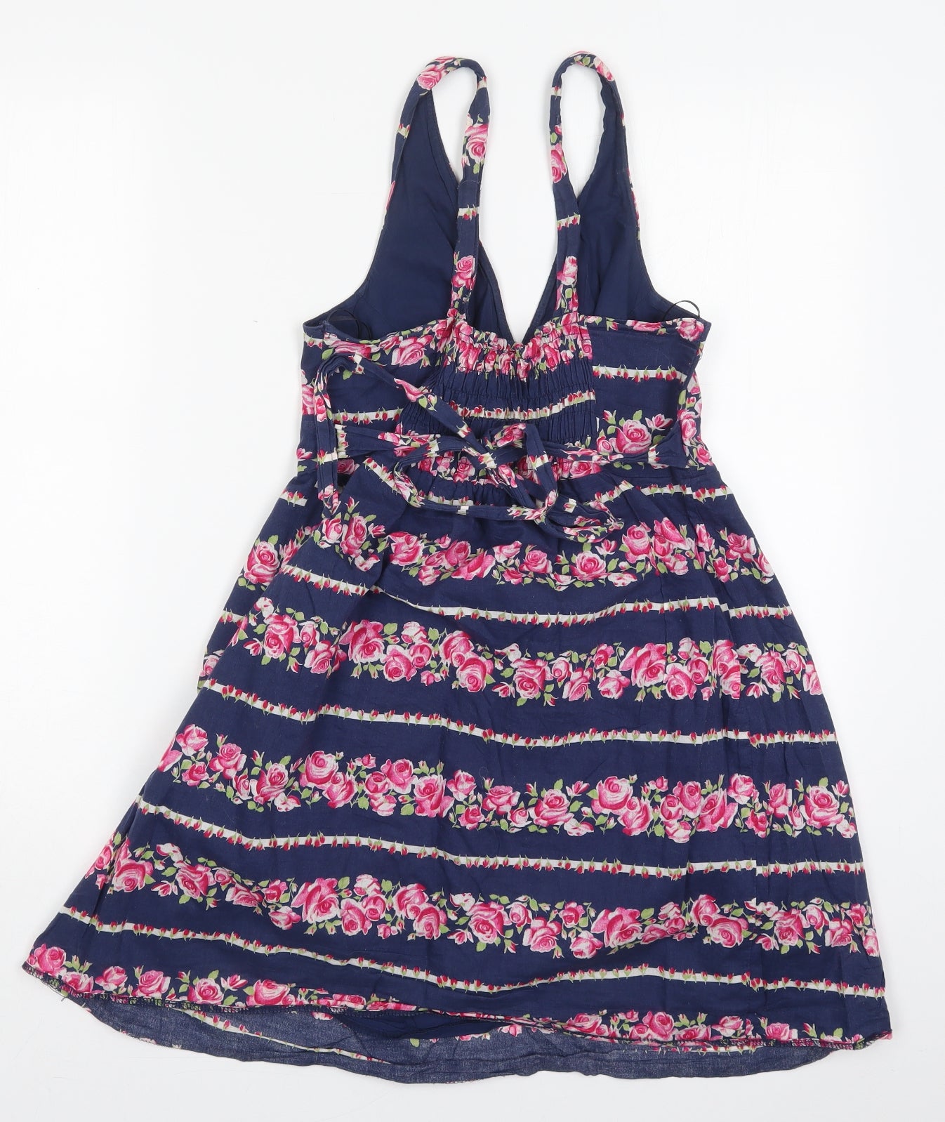 New Look Womens Blue Floral Cotton A-Line  Size 12  V-Neck Pullover