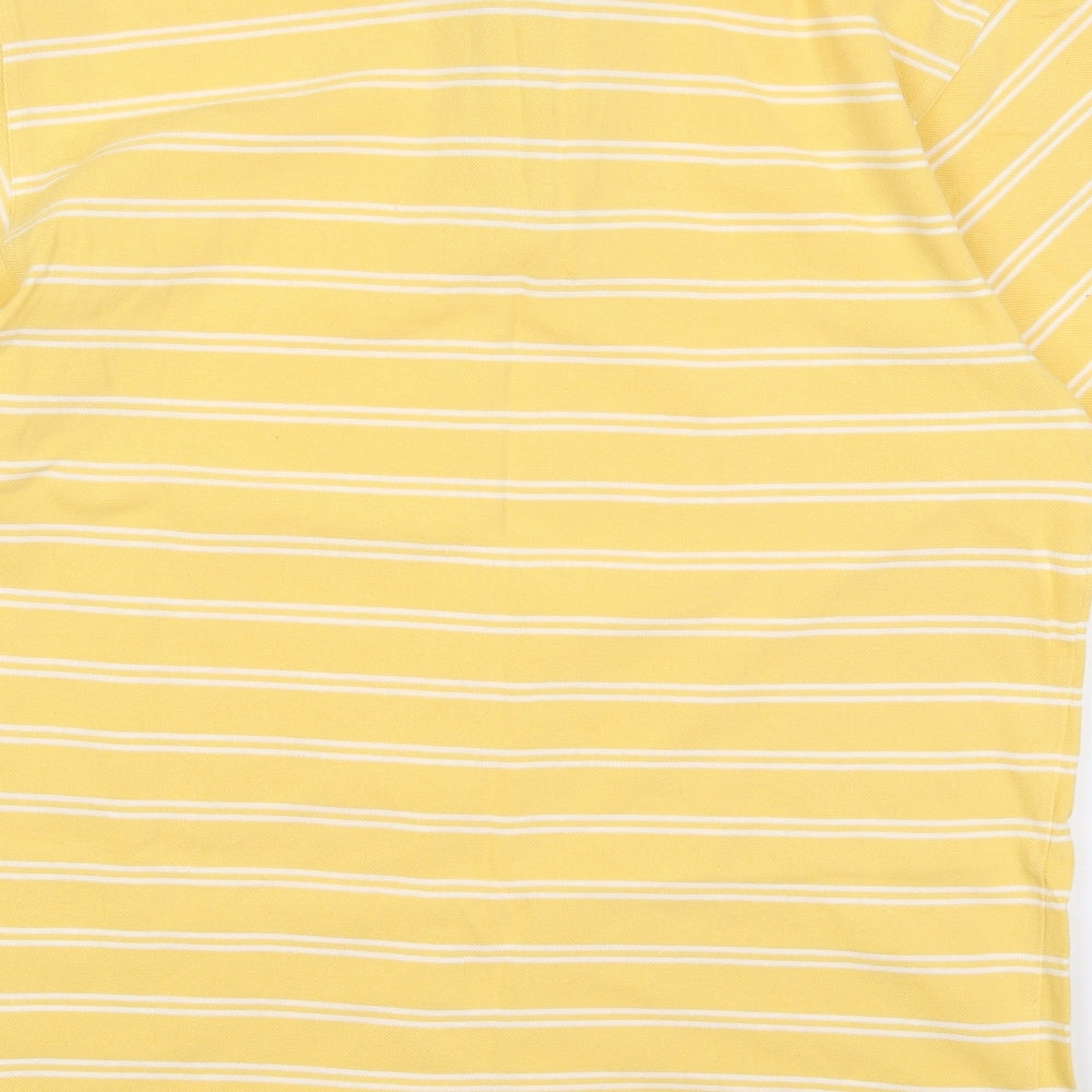 Cutter & Buck Mens Yellow Striped Cotton  Polo Size M Collared Pullover