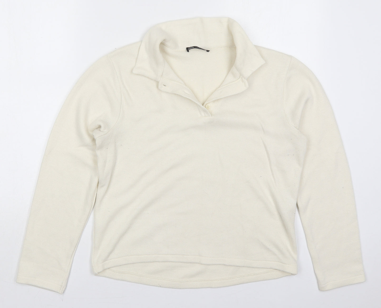 Zara Womens Ivory  Viscose Pullover Sweatshirt Size L  Pullover