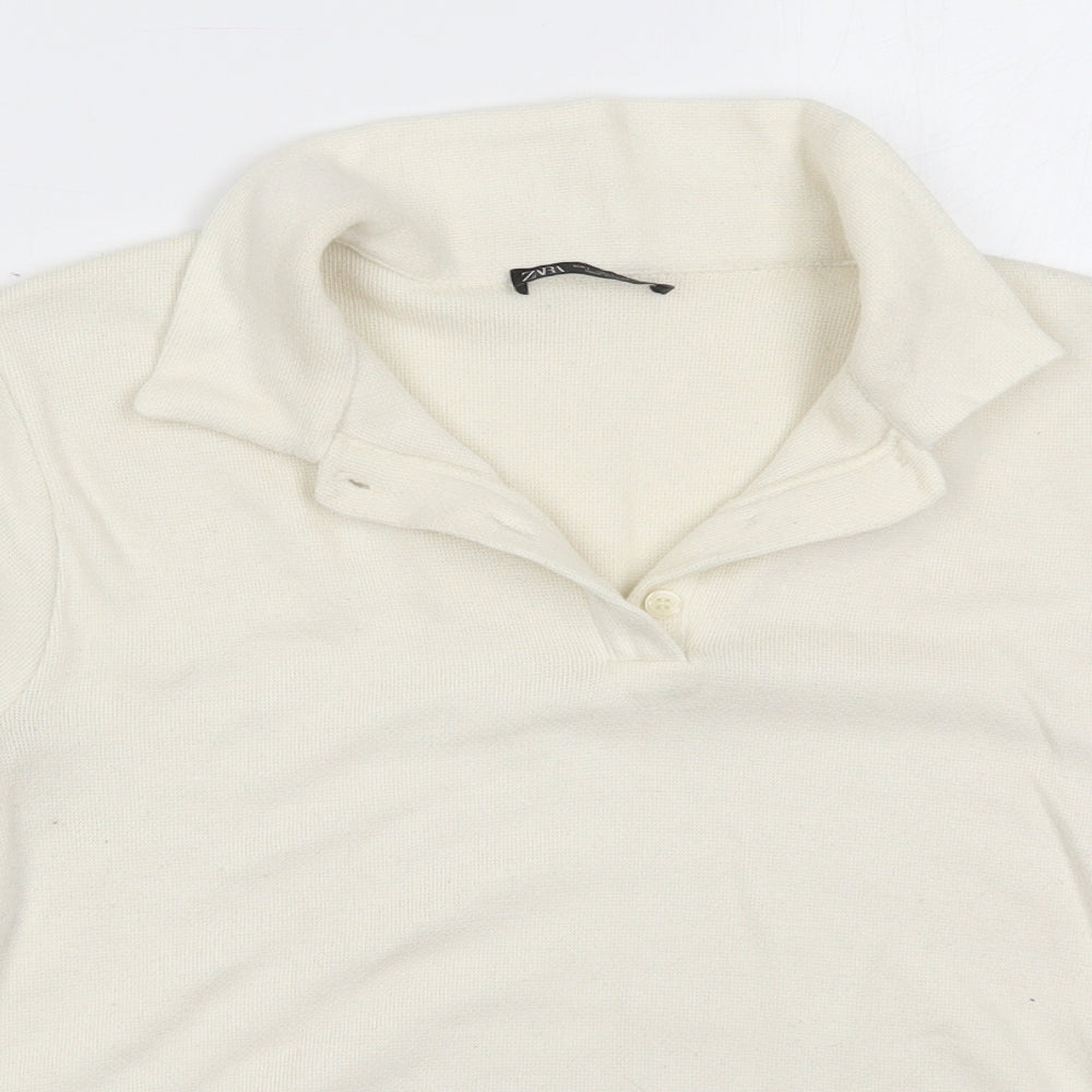 Zara Womens Ivory  Viscose Pullover Sweatshirt Size L  Pullover