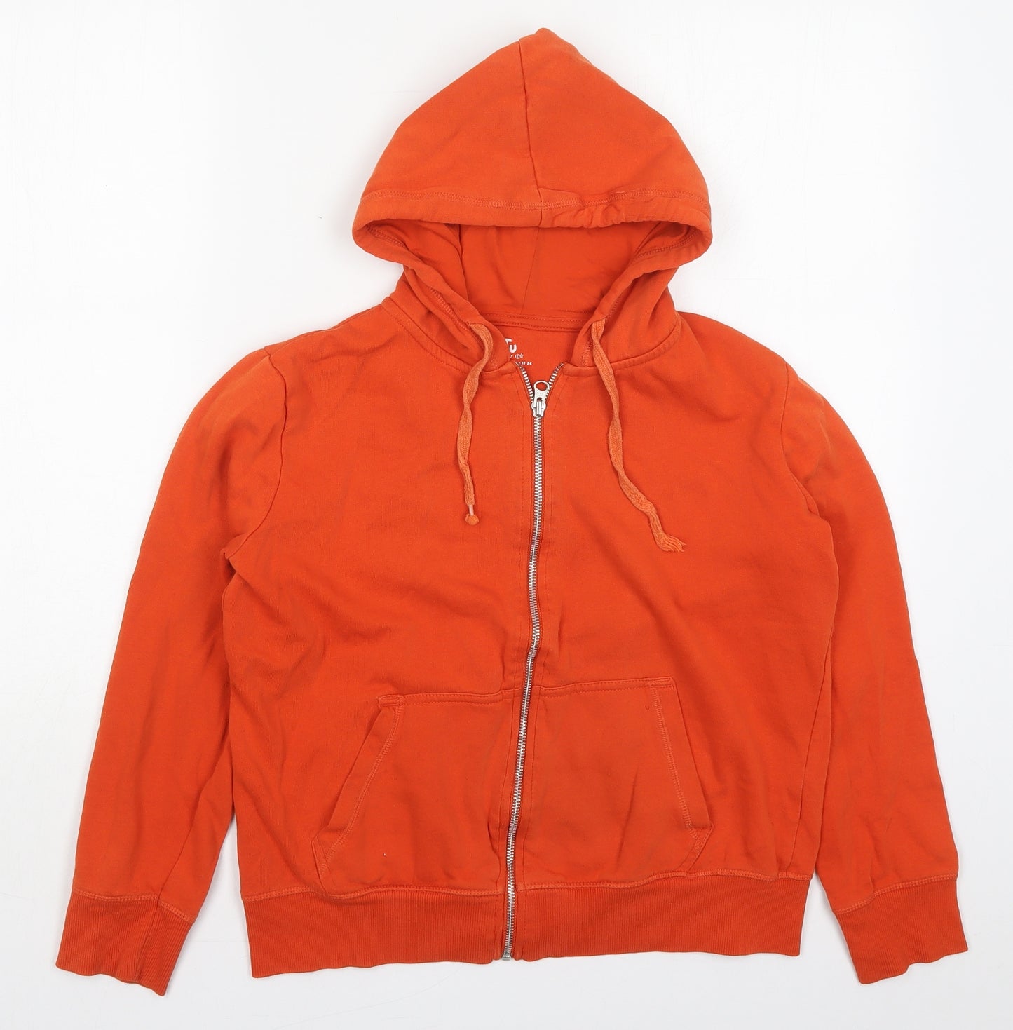 TU Womens Orange  Cotton Full Zip Hoodie Size 12  Zip