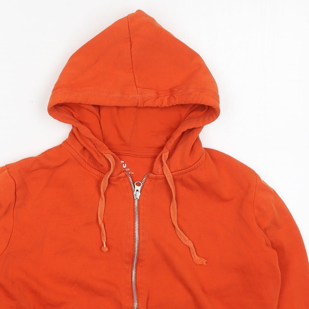 TU Womens Orange  Cotton Full Zip Hoodie Size 12  Zip