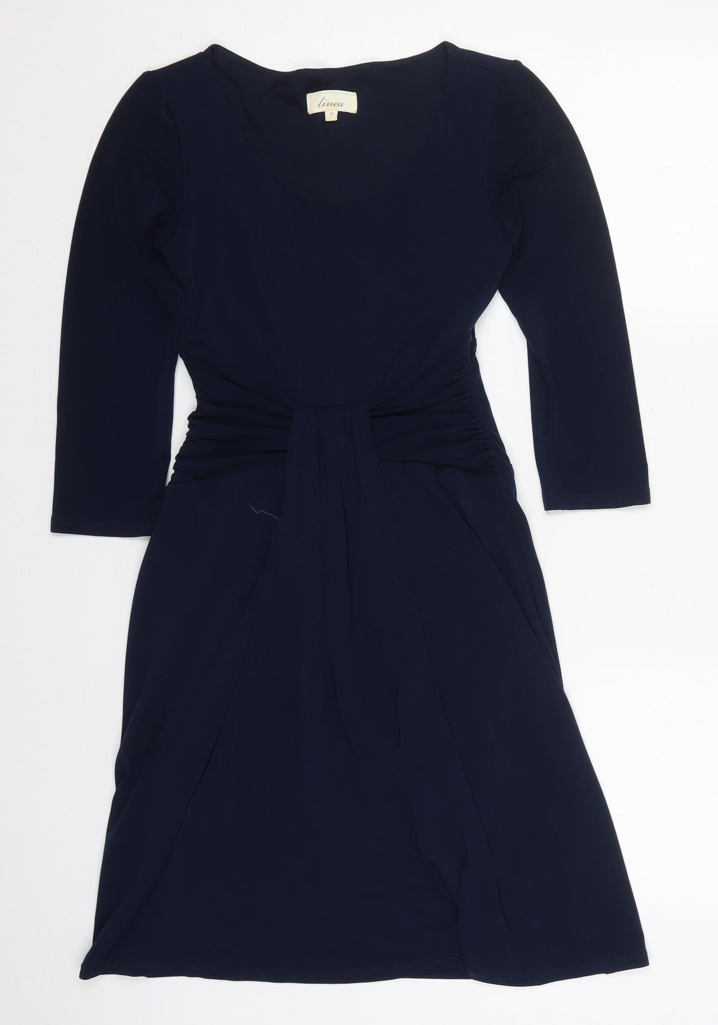 LInnea Womens Blue  Polyester Skater Dress  Size 8  Round Neck Pullover