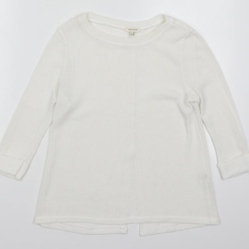 River Island Womens White Round Neck  Polyester Pullover Jumper Size 8