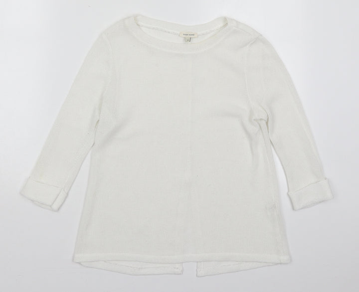 River Island Womens White Round Neck  Polyester Pullover Jumper Size 8