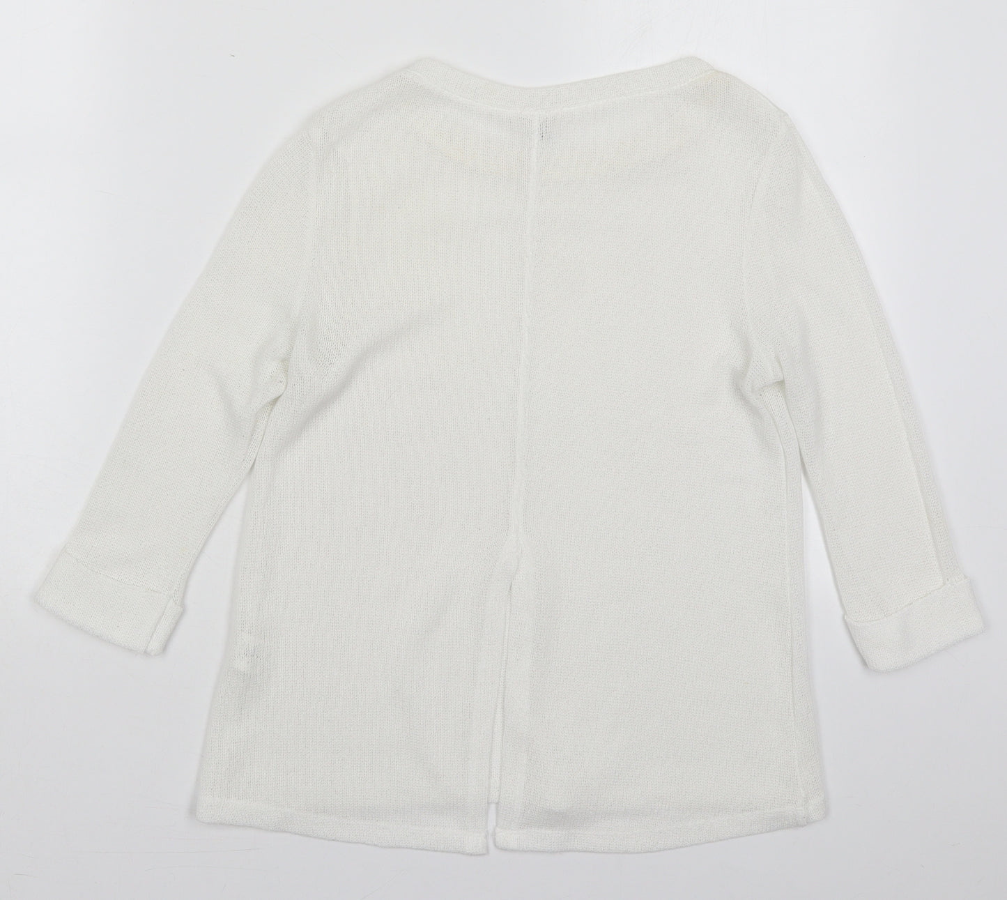 River Island Womens White Round Neck  Polyester Pullover Jumper Size 8