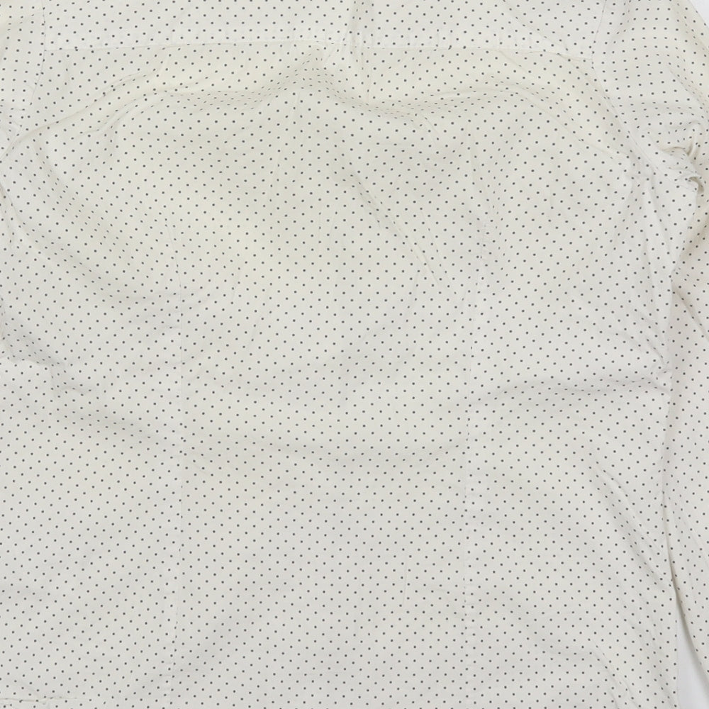 H&M Womens Ivory Polka Dot Cotton Basic Button-Up Size 8 Collared