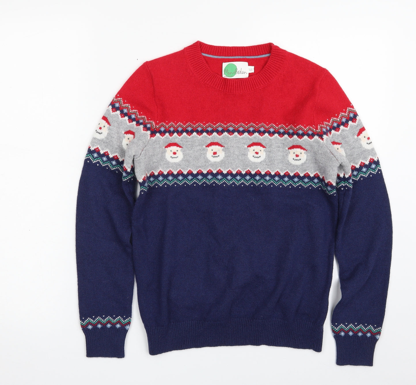 Mini Boden Boys Blue Crew Neck Geometric Polyamide Pullover Jumper Size 11-12 Years  Pullover - Christmas
