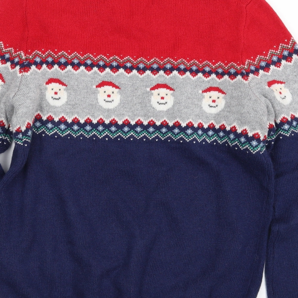 Mini Boden Boys Blue Crew Neck Geometric Polyamide Pullover Jumper Size 11-12 Years  Pullover - Christmas