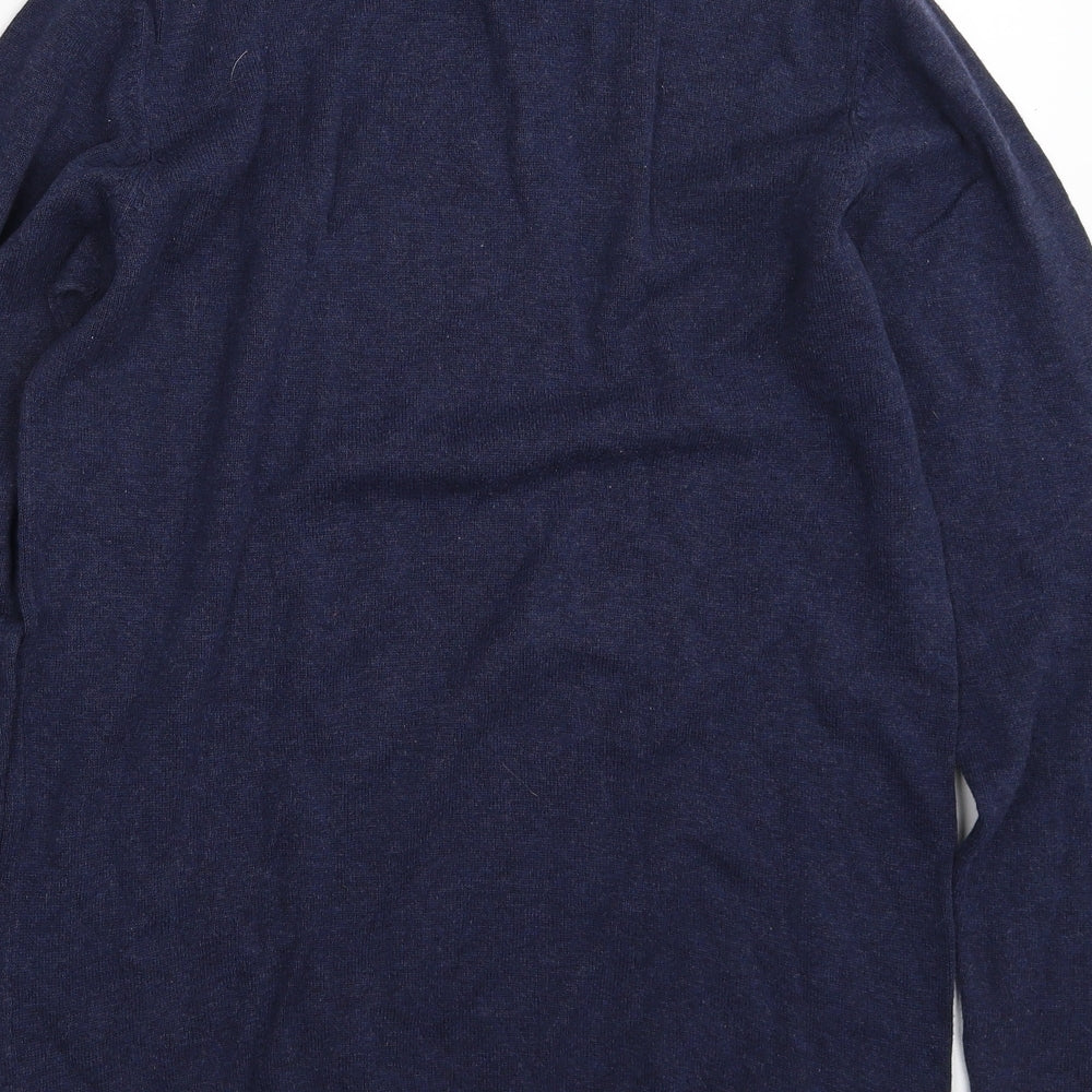 Pull&Bear Mens Blue Crew Neck  Cotton Pullover Jumper Size S