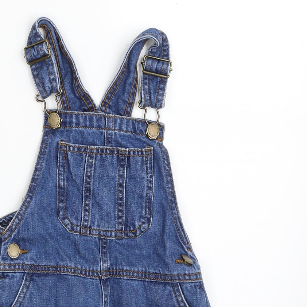 NEXT Girls Blue  100% Cotton Pinafore/Dungaree Dress  Size 4 Years  Square Neck Pullover