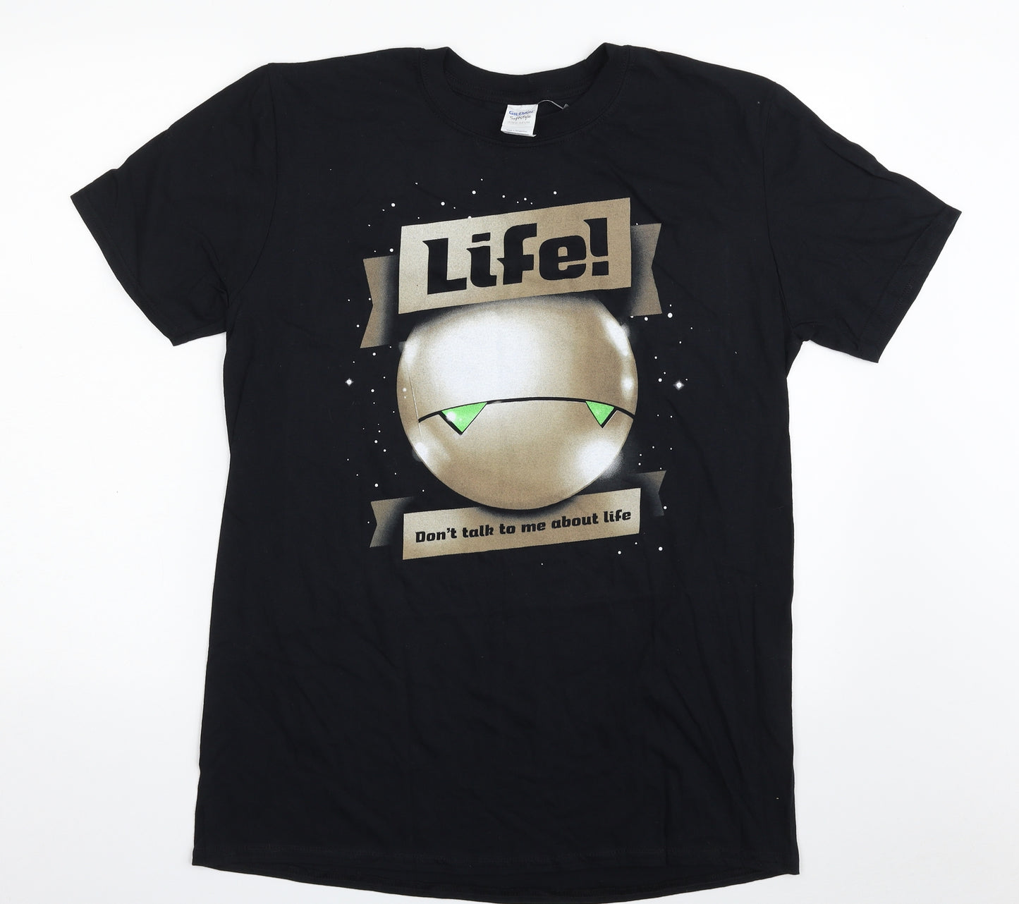 Gildan Mens Black  Cotton  T-Shirt Size L Crew Neck  - Life- Don't talk to me about Life
