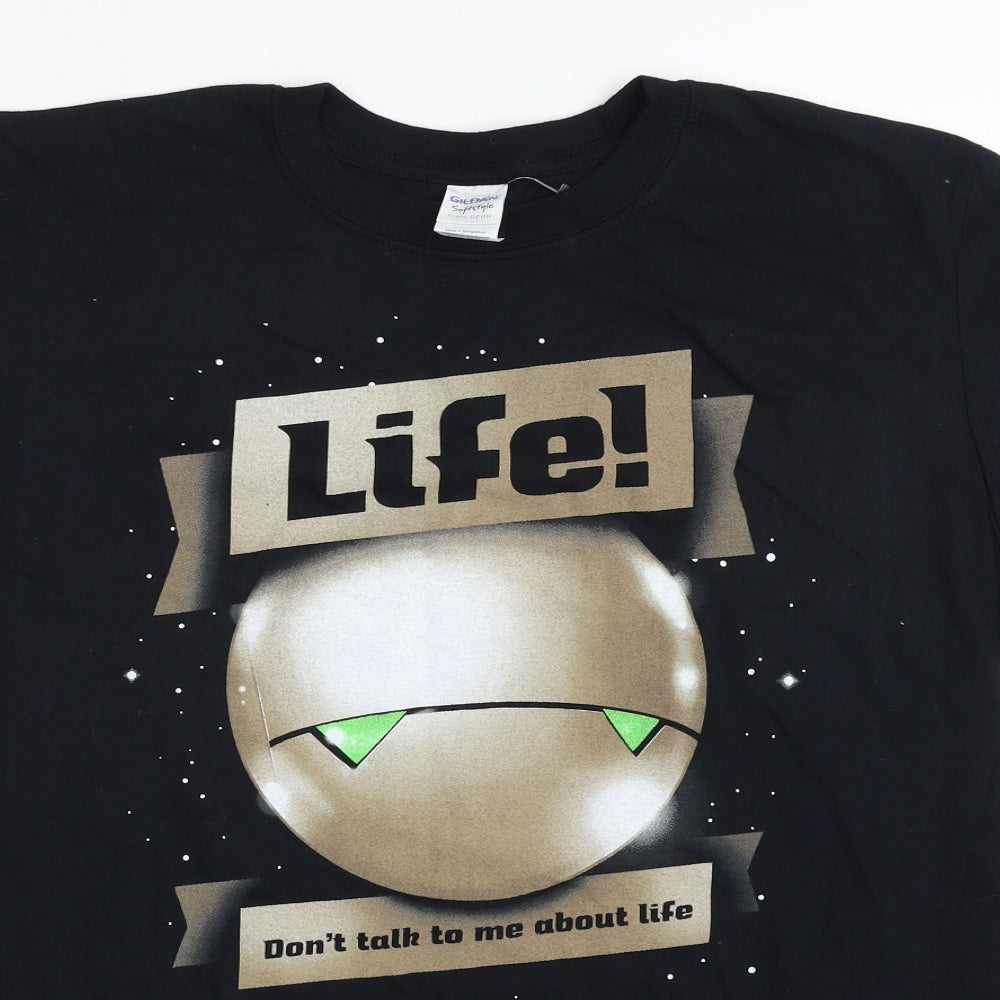 Gildan Mens Black  Cotton  T-Shirt Size L Crew Neck  - Life- Don't talk to me about Life
