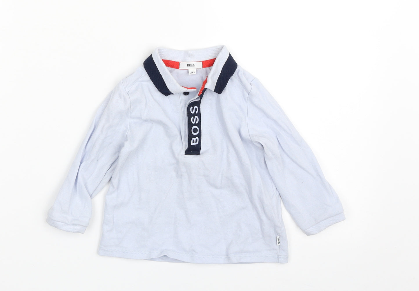 Boss Boys Blue  Cotton Pullover Polo Size 12 Months Collared Button