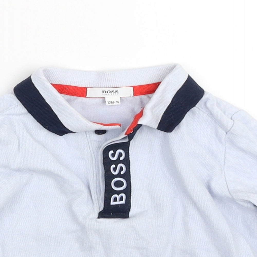 Boss Boys Blue  Cotton Pullover Polo Size 12 Months Collared Button