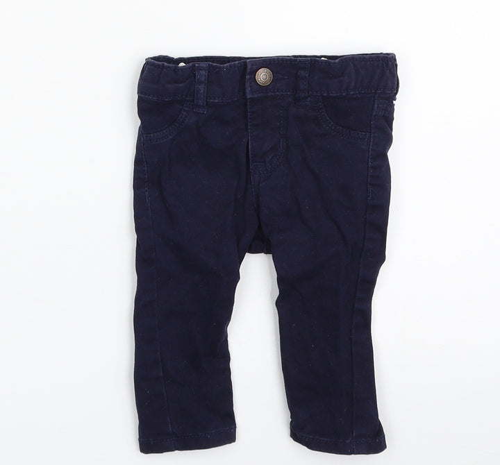 OshKosh B’gosh Girls Blue Cotton Cropped Trousers Size 6-9 Months Zip