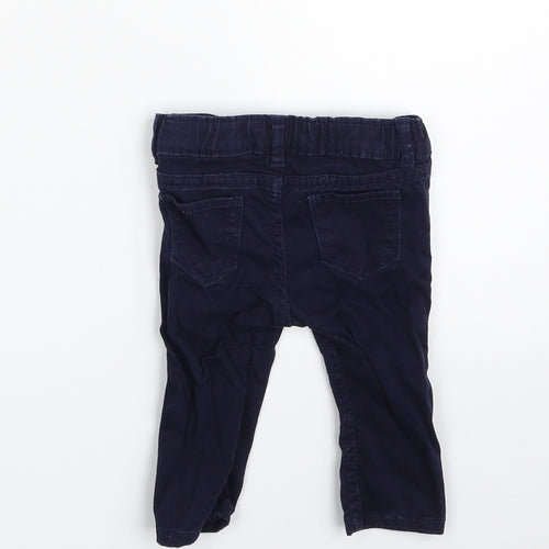 OshKosh B’gosh Girls Blue  Cotton Cropped Trousers Size 6-9 Months  Zip