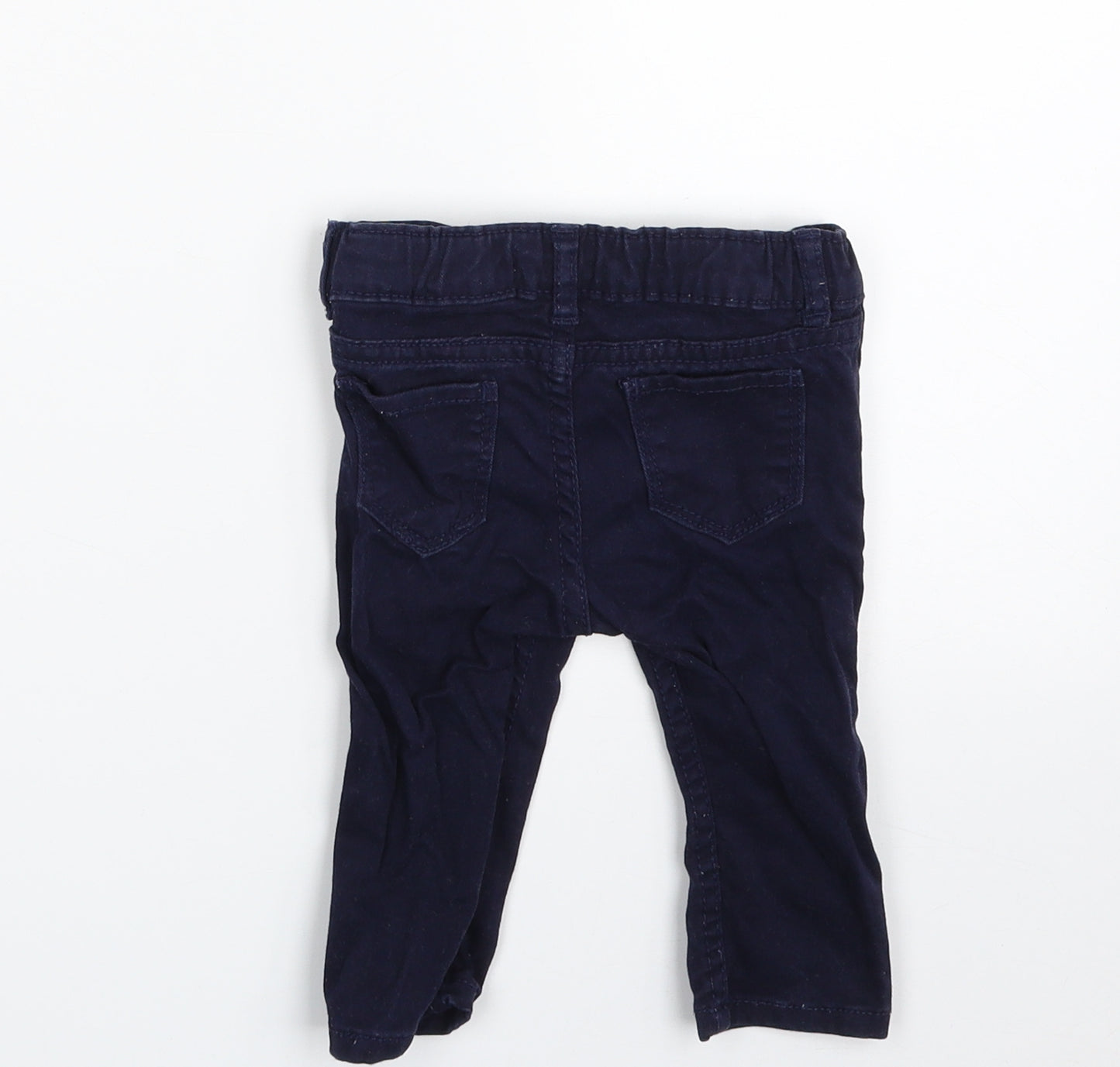 OshKosh B’gosh Girls Blue  Cotton Cropped Trousers Size 6-9 Months  Zip