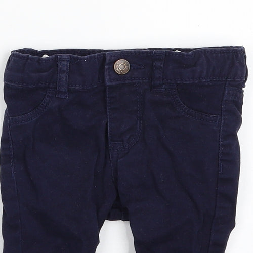 OshKosh B’gosh Girls Blue  Cotton Cropped Trousers Size 6-9 Months  Zip