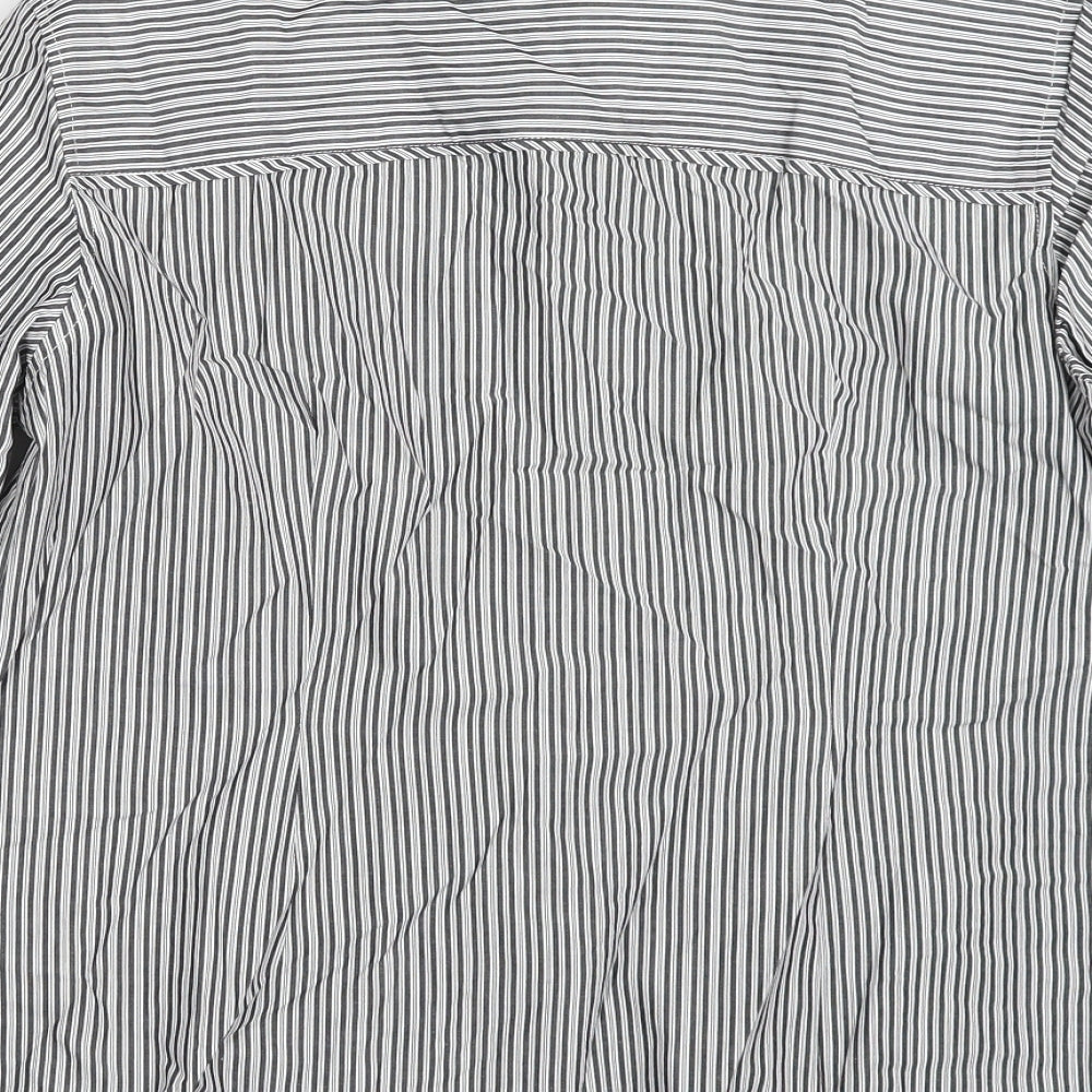 Autograph Womens Black Striped 100% Cotton Basic Button-Up Size 14 Collared
