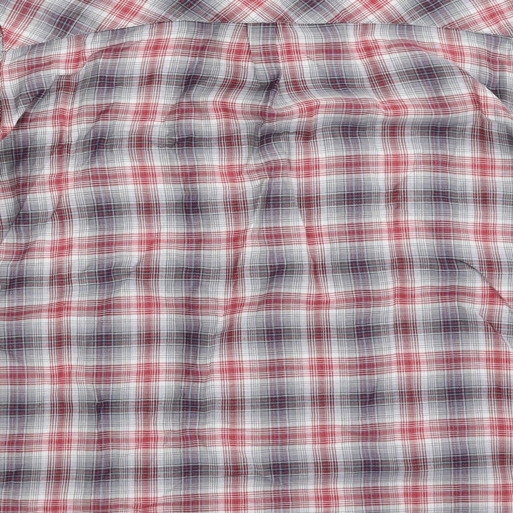 Autograph Womens Red Plaid Cotton Basic Button-Up Size 14 Collared