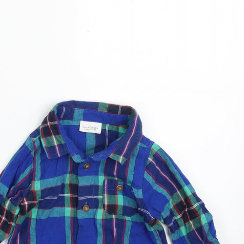 NEXT Baby Blue Plaid 100% Cotton Babygrow One-Piece Size 3-6 Months  Button