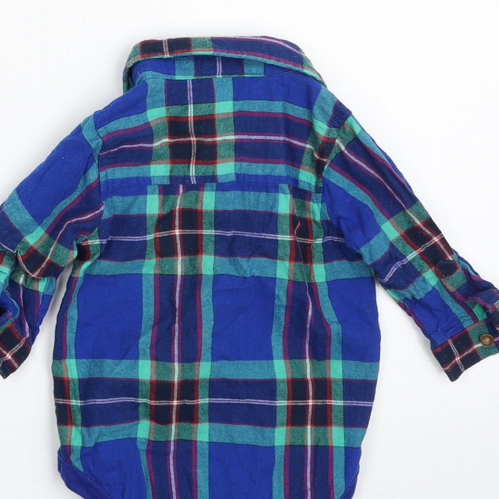 NEXT Baby Blue Plaid 100% Cotton Babygrow One-Piece Size 3-6 Months  Button