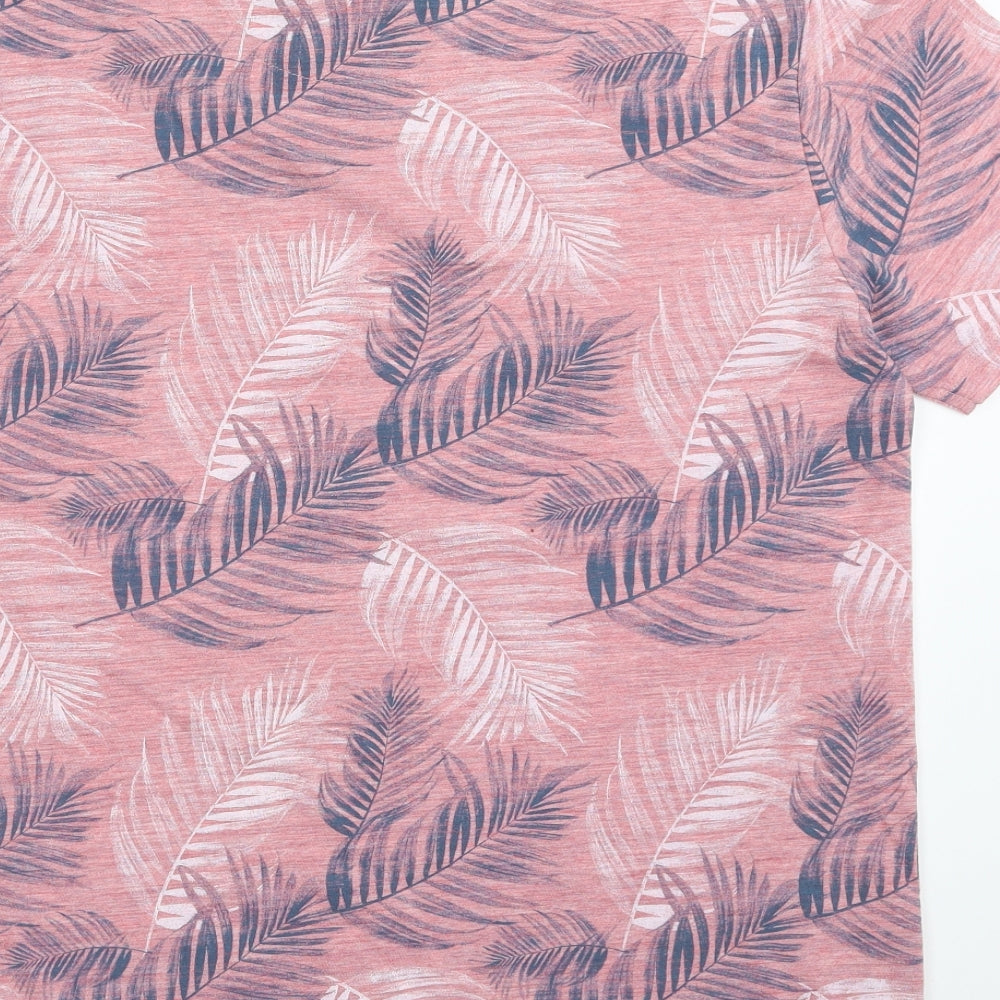 NEXT Mens Pink Floral Cotton  T-Shirt Size M Crew Neck