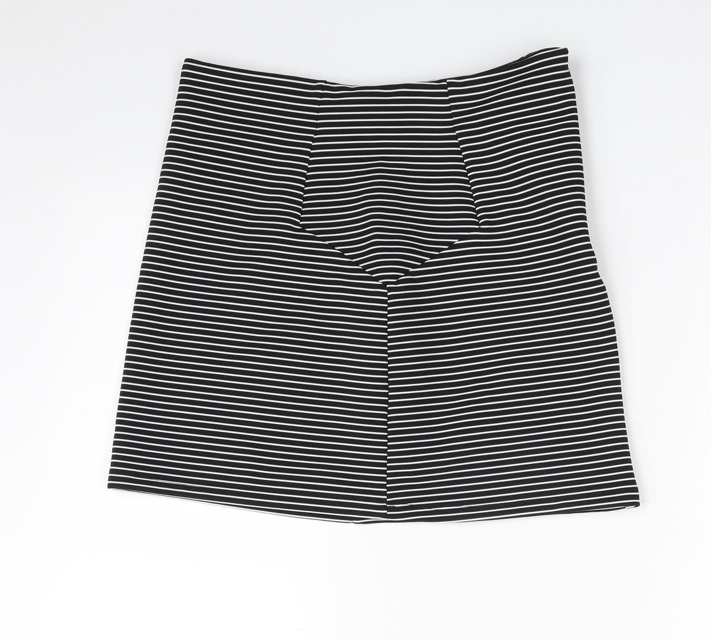 Topshop Womens Black Striped Polyester A-Line Skirt Size 10   Zip