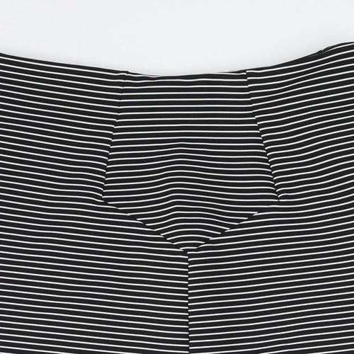 Topshop Womens Black Striped Polyester A-Line Skirt Size 10   Zip