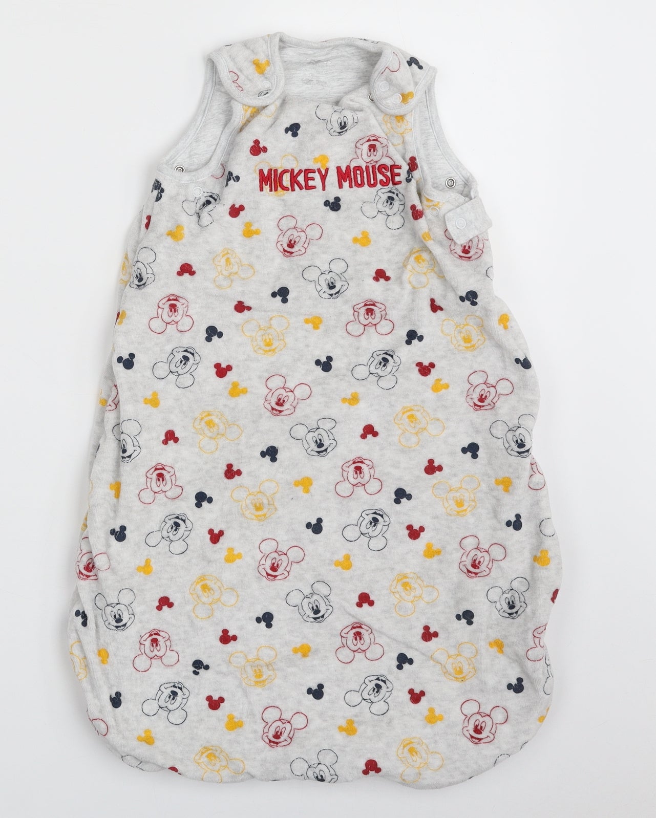 Primark Baby Grey Geometric Cotton Babygrow One-Piece Size 6-9 Months  Zip - Mickey Mouse