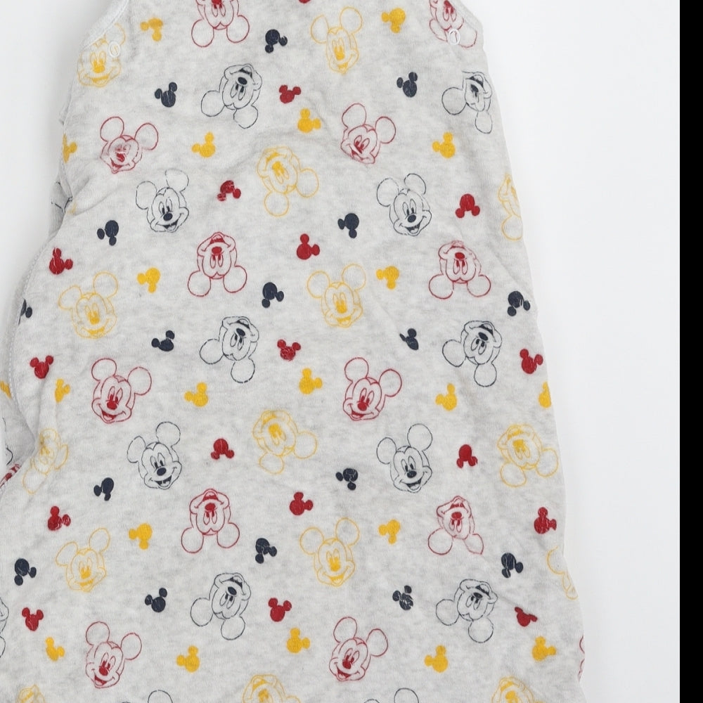 Primark Baby Grey Geometric Cotton Babygrow One-Piece Size 6-9 Months  Zip - Mickey Mouse